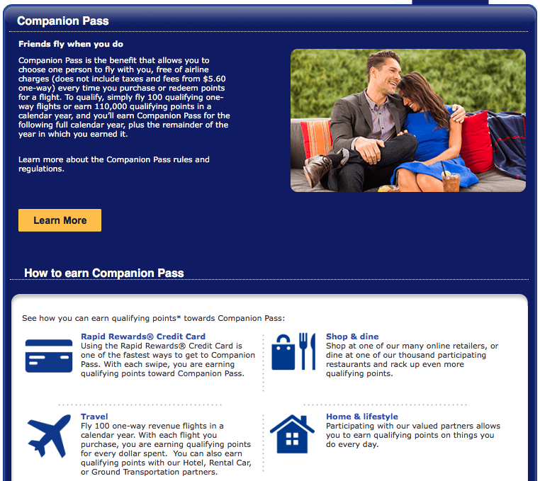 southwest airlines companion pass for a year