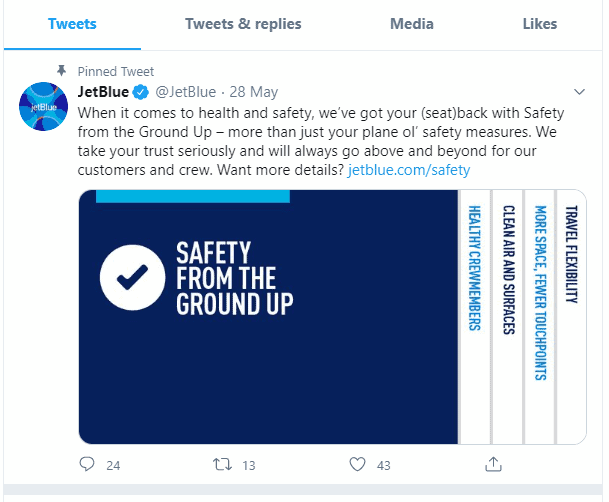 JetBlue Tweet jetblue coronavirus flight cancelation