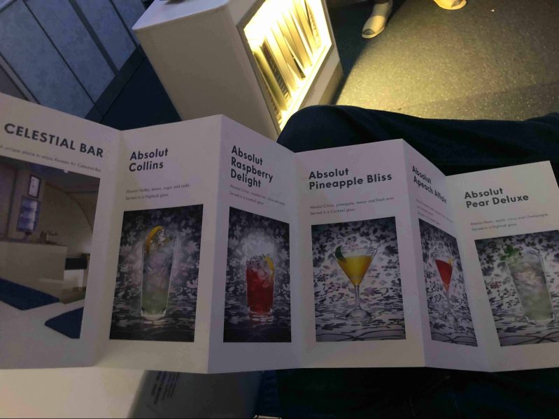 Korean Air Business Class Bar Menu 1 Korean Air Business Class