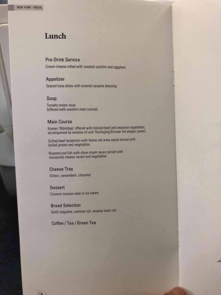 Korean Air Business Class Menu 3 Korean Air Business Class
