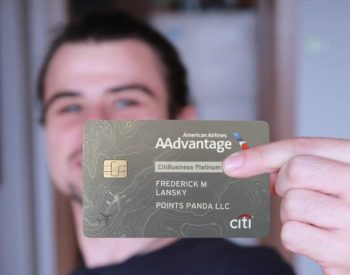 Author holding American Airlines Credit Card