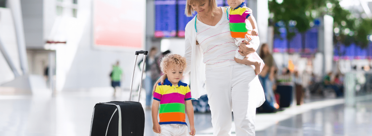 Family at airport southwest family boarding
