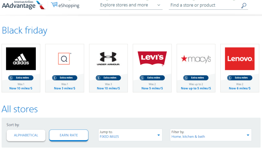 You can get higher bonus miles from the American Airlines shopping portal during holidays like Black Friday, Christmas, and the New Year.
