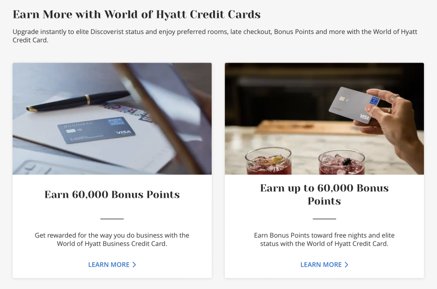 WOH CC Screenshot Hyatt Credit Cards
